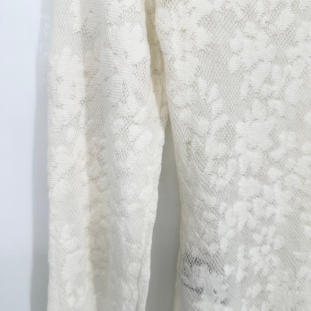 Rag & Bone Perry Lace Top Long Sleeve Semi Sheer Floral Jacquard Sweater White - Picture 14 of 16